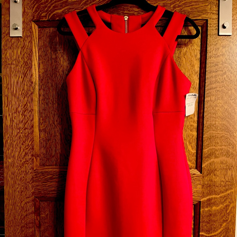 New Calvin Klein below the knee dress RED
